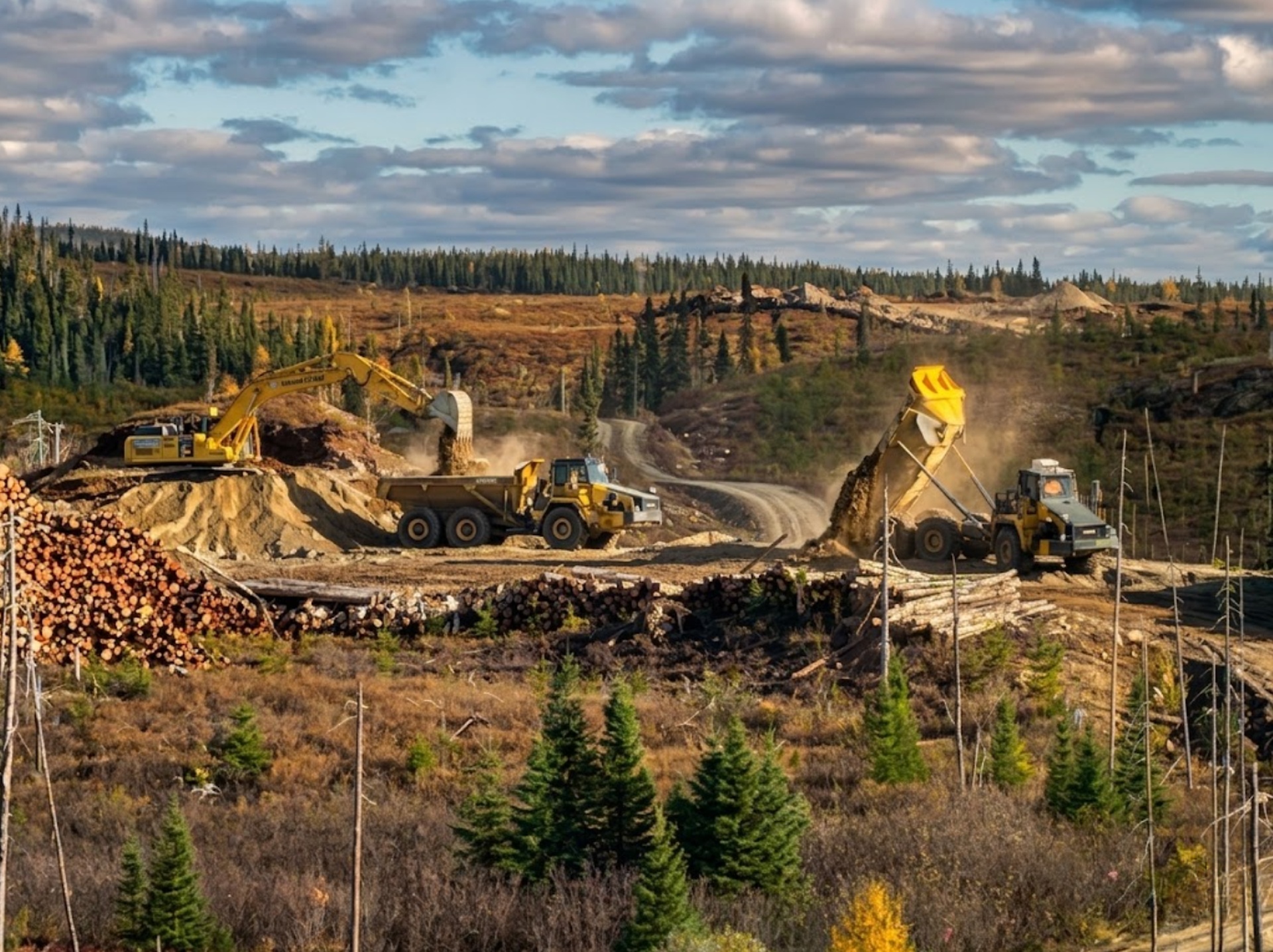 Chantier d'excavation forestière au Saguenay–Lac-Saint-Jean